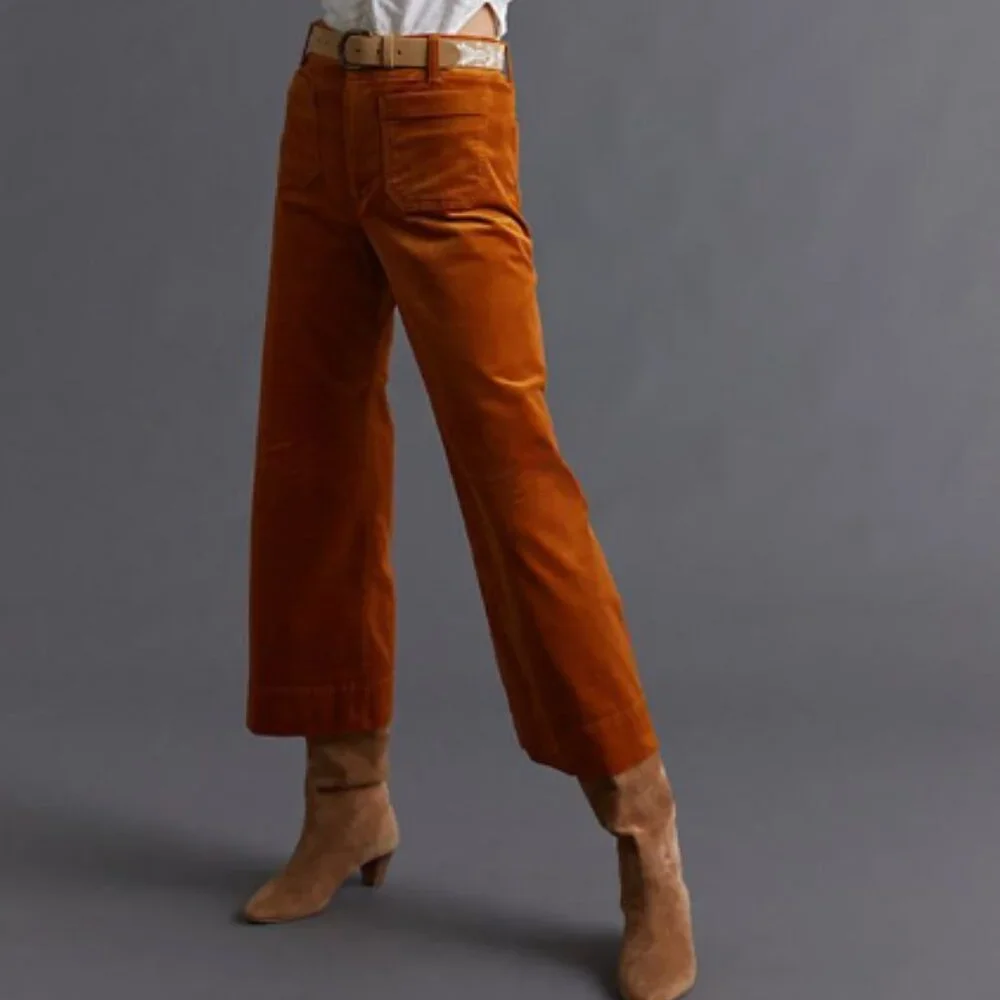 Anthropologie Maeve The Colette Corduroy Crop Wide-Leg Pants Size 25 - Picture 1 of 14